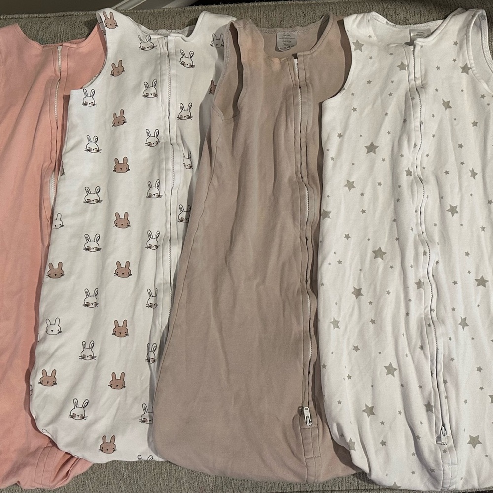 Charming Baby Sleep Sack Set in Pink, Taupe, and White